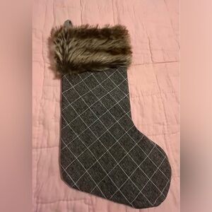 Plaid Christmas Stocking with Faux Fur Trim
